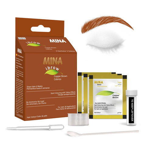 Mina ibrow Hair Color Copper Brown, Natural Spot Coloring Hair Tinting Powder, Water and Smudge Proof, Vegan & Cruelty