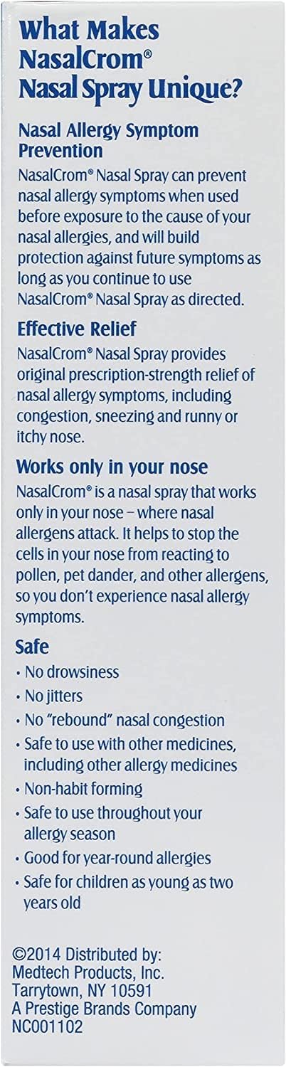 NasalCrom Allergy Symptom Controller Nasal Spray | 200 Sprays | .88 FL OZ