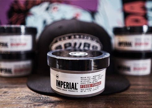 Imperial Barber Fiber Pomade - Medium Hold Water-Based High Sheen Formula with Texturizing Fibers, 2 oz Travel Size