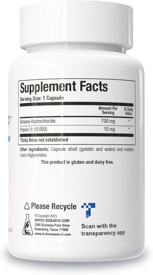 Biotics Research Betaine Plus HP, High Potency Hydrochloric Acid Supplement, 90 Capsules