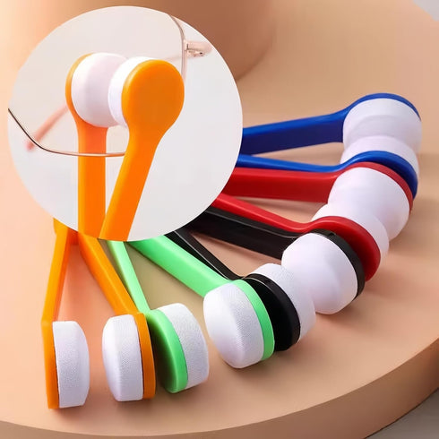 KINGVELLY 8 Pcs Mini Eyeglass Cleaner Kit, Microfiber Glasses Cleaning Clip with Soft Brush, Portable Spectacles