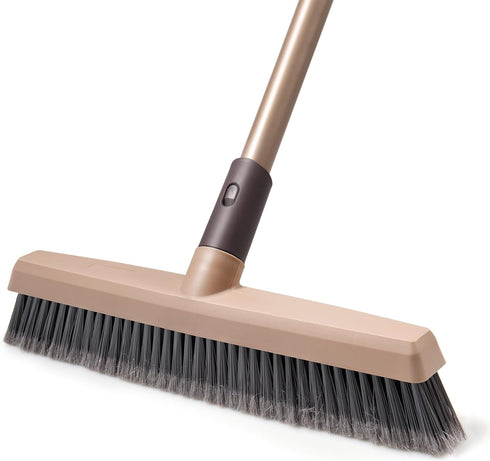 Eyliden Push Broom Indoor: Multi-Surface Angle Broom with 48" Long Handle for Cleaning Indoor and Outdoor