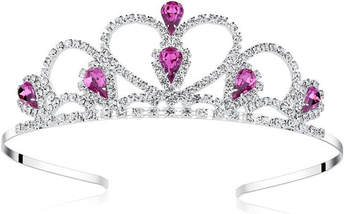 Lovelyshop Colorful Gems Silver Rhinestone Tiara for Little Kid, Big Kid, Prom Birthday Princess Crown