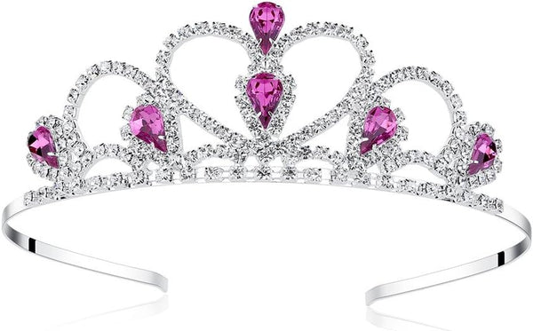 Lovelyshop Colorful Gems Silver Rhinestone Tiara for Little Kid, Big Kid, Prom Birthday Princess Crown