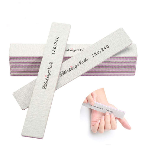 Nail File 180 240 Grit Professional Files and Buffers for Natural Nails, Double Sides Washable Block Pack of 10pcs
