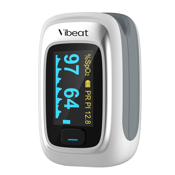 Vibeat Fingertip Pulse Oximeter - Blood Oxygen Saturation Monitor, Portable SPO2 & Pulse Rate Monitor, Batteries