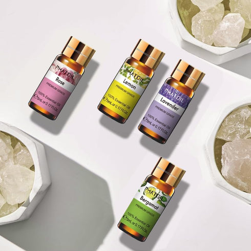 Set, 12x5ml Set 100% PHATOIL Essential Oil Essential Oils Gift with Diffused Wood, Natural Pure Essential Oils