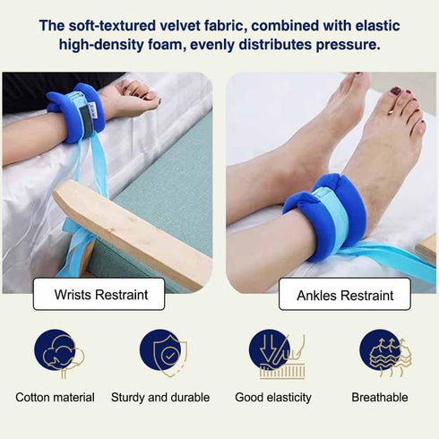 QNZKIOXV 2 Patient Restraints Limb Holders PCS, Hospital Bed Restraints for Elderly, Quick Release for Wrists, Ankles