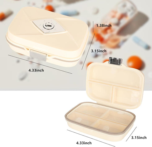 XAQEGUW 7 Weekly Pill Organizer, Compartment Travel Pill Case with Rotatable Dose Recorder, Daily Waterproof Airtight