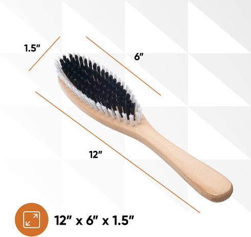 Superio Clothes Brush Garment Brush, Sturdy Bristles, Lint Remover for Wool Suits, Pet Hair, Dust, Durable Wood Handle