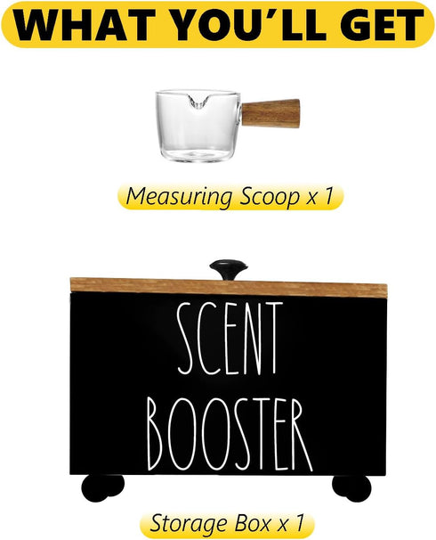 Laundry Scent Booster Container - Rustic Wood Dispenser for Clothing Fragrance Beads, Laundry Room Organizer Bin (Black)