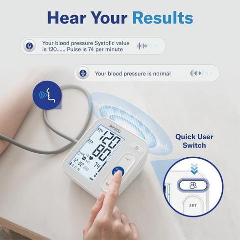 Alcedo Blood Pressure Monitor for Home Use, Digital Upper Arm BP Machine with 8.7 to 16.5 inch Cuff, 2x120 Memory