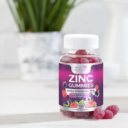 Zinc Immune Support Supplement 50mg - 120 Gummies, Max Strength Zinc for Radiant Skin & Immune Health, Vegan