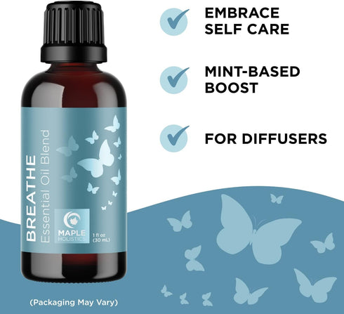 Set Maple Holistics Essential Oil - Breathe Protect and Defend Purifying Essential Oil Blends for Diffuser Aromatherapy
