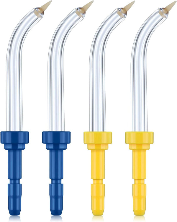 Yaomiao 4 Pcs Replacement Tips Compatible with Waterpik Water Flossers, 2 Colors Periodontal Tips for Oral Irrigators