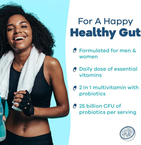 GOBIOTIX Probiotic Multivitamin Supplement - 25 Billion CFU for Women and Men, 90 Capsules