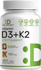 DEAL SUPPLEMENT Vitamin D3 5,000 IU + K2 MK7 Softgels, 250 Count, 2-in-1 Complex for Heart, Bone, Teeth & Immune Health