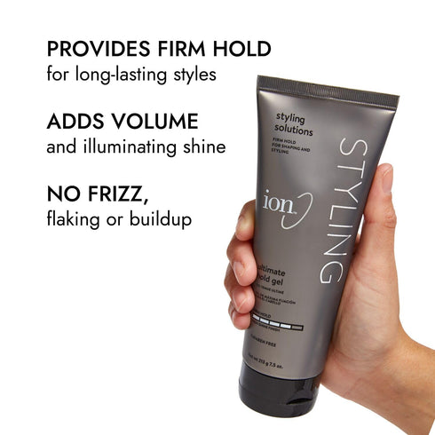 Ion Ultimate Hold Gel - Firm Hold, Adds Volume and Shine, Anti-Frizz, Paraben Free