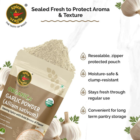 sativum),8 oz (226 Spice Magic Organic Garlic Powder (Allium g) | Finely Ground & Aromatic | Lab Tested,No ETO