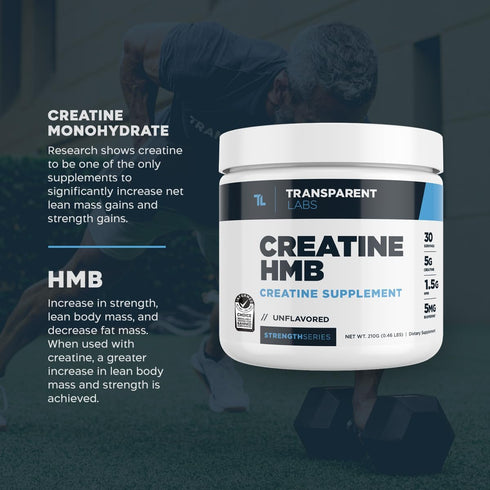 Transparent Labs Creatine HMB Powder, 30 Servings Strawberry Lemonade for Muscle Growth and Enhanced Energy