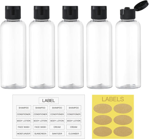 LISAPACK 3.4 oz Travel Bottles for Toiletries, TSA Approved Plastic Containers for Shampoo Conditioner, Leak Proof Mini