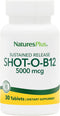 NaturesPlus Shot-O-B12, 30 Vegetarian Tablets - 5000 mcg Methylcobalamin, High Potency B12 Supplement