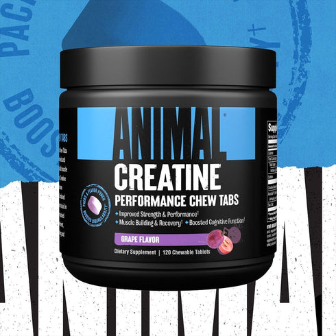 Animal Creatine Chews Tablets, Enhanced Creatine Monohydrate with AstraGin, Sea Salt for Added Pumps, Grape Flavor