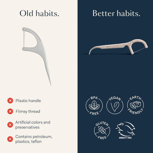 Better & Better Floss Picks, Box of 200, Unflavored Vegan Dental Floss Picks for Adults & Kids