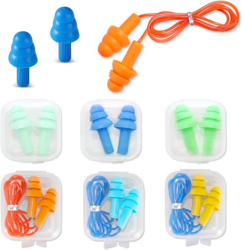 Ear Plugs for Swimming, Soft Silicone Ear Plugs for Sleeping, Noise Cancelling, Reusable, 6 Pairs for Protection