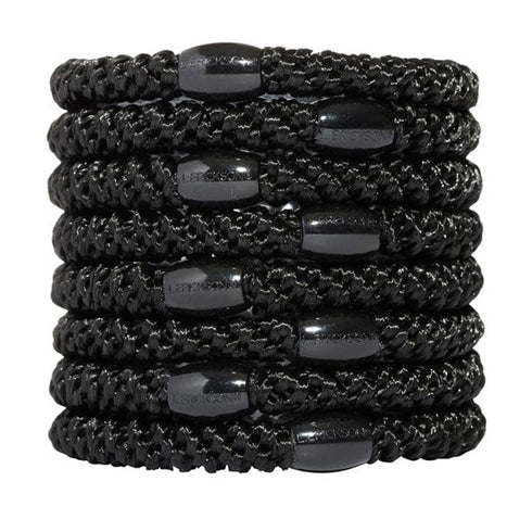 L. Erickson Grab & Go Ponytail Holders, Set of Eight, Black - Exceptionally Secure with Gentle Hold