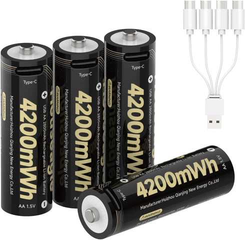 Houseagle AA Batteries Rechargeable 4 Pack,1.5V Rechargeable AA Batteries with 4 in 1