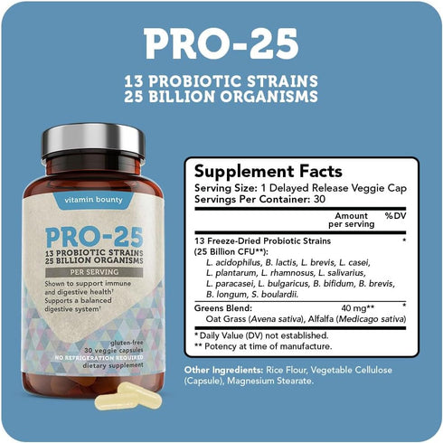 Vitamin Bounty Pro-Daily Probiotic, 60 Delayed-Release Capsules, Supports Digestive Health, Immune System Boost, Gut