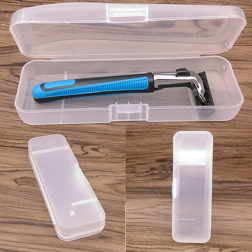 Transparent Shaving Box for Razor, Plastic Cover Container for Manual and Electric Shaver Accessories