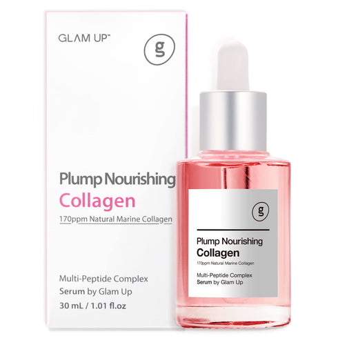 GLAM UP Plump Nourishing Marine Collagen Serum - Anti-Aging Facial Serum with Hyaluronic Acid & Peptide Complex, 30ml