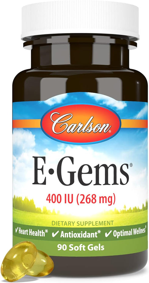 Carlson E-Gems, 400 IU (268 mg), Heart Health & Optimal Wellness, Antioxidant, 90 Soft Gels