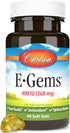 Carlson E-Gems, 400 IU (268 mg), Heart Health & Optimal Wellness, Antioxidant, 90 Soft Gels