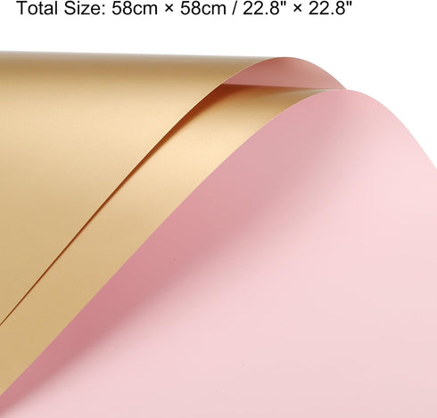 MECCANIXITY 20 Pcs Double Sided Color Flower Wrapping Paper, Waterproof Lotus Color+Gold for DIY Crafts