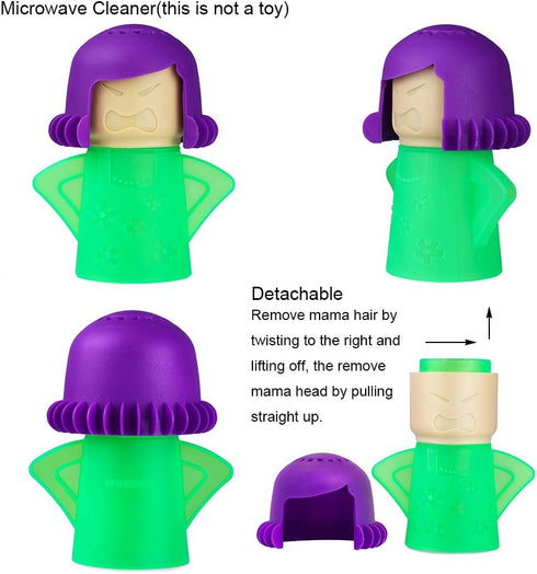Angry Mom Microwave Cleaner, Mad Mama Microwave Steam Cleaner, Just Add Vinegar and Water, Easily Cleans the Crud in Minutes (Green)