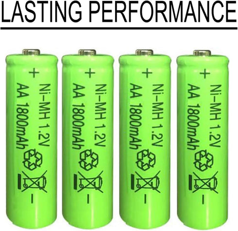 12 Count Ni-MH AA 1800mAh Rechargeable Batteries 1.2V for Garden Landscaping Outdoor Solar Lights, String Lights
