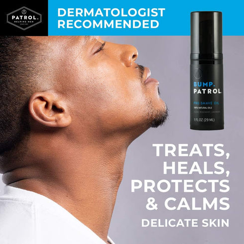 Pre-Shave Oil for Men Bump Patrol with Natural Essential Oils - Smooth Shave, Softer Skin - 1 Ounce - Pack of 2