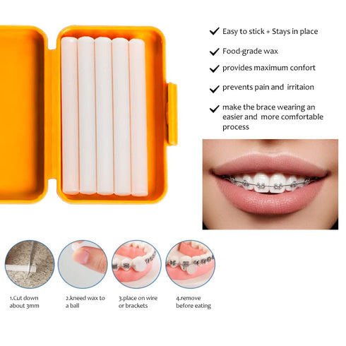 Portable Orthodontic Oral Care Kit - 2 Pack Travel Kit for Patients, Floss Wax Toothbrush Cleaning (Purple & Orange)