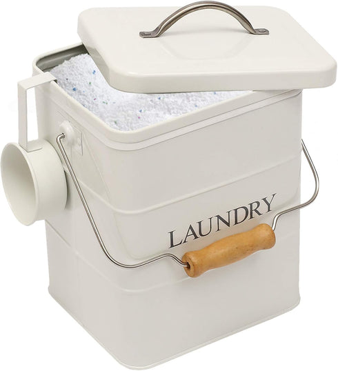 Xbopetda Laundry Powder Bin, Washing Powder Storage Tin with Scoop, Airtight Lid &