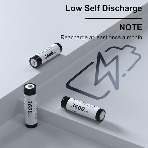 18650 Rechargeable Battery 3600mAh Button Top, 4 Pack 3.7V for Flashlights, Headlamps