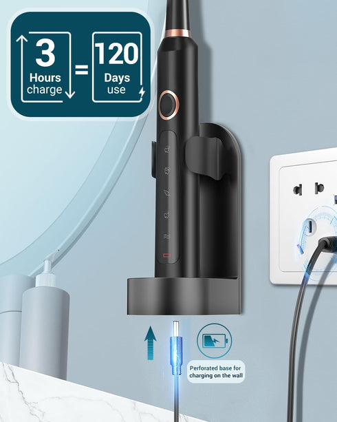 M5 8 120 Rtauys Electric Toothbrush for Adults - Sonic Electric Toothbrush for Kids and Adults with Brush Heads