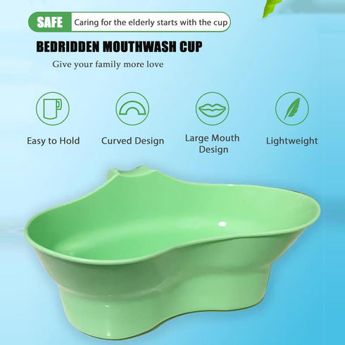 Emesis Basin, Arc Design Bed Mouthwash Cup, Wide Mouth for Oral Care, Plastic Vomit Basin for Elderly Patients