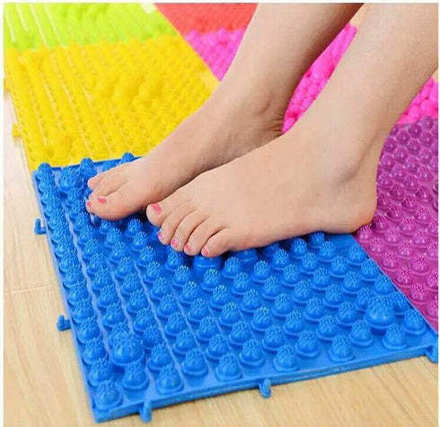 Foot Massage Mat 2 PCS Acupressure Pad Yoga Mat Bathroom Mat Outdoor Game (Blue)