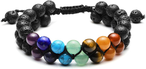 Top Plaza Bead Chakra Bracelet - 7 Chakras Healing Crystals Yoga Stone Beads for Meditation & Relaxation for Men & Women