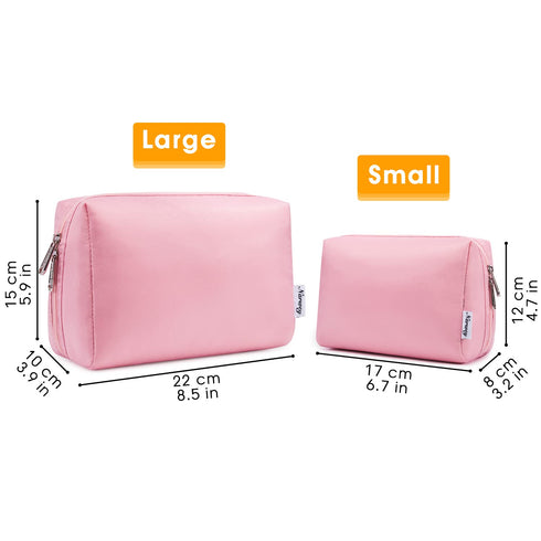 Narwey Cute Makeup Bag, Travel Cosmetic Organizer with Compartments for Women and Girls, Large, Pink