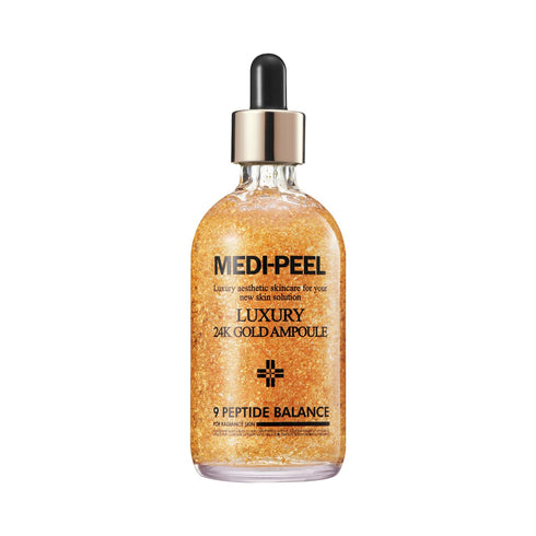 MEDI-PEEL 24K Pure Gold Ampoule 3.38 fl.oz / 100ml | 99.9% Gold, 5 Extracts for Moisture Loss & Brightening | Korean