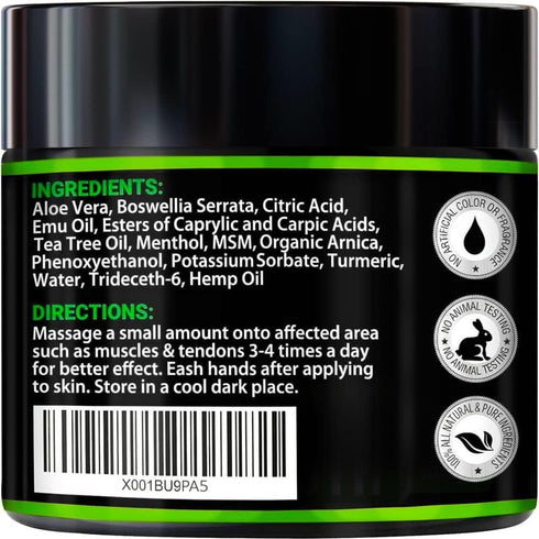 Maximum Strength Hemp Cream for Soothing Relief of Back, Neck, Feet, Nerves, Muscle & Joint Support - 4 FL OZ